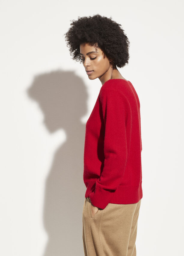 Vince - Boatneck Pullover Sweater in Cherry Rust