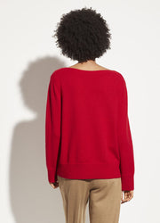 Vince - Boatneck Pullover Sweater in Cherry Rust
