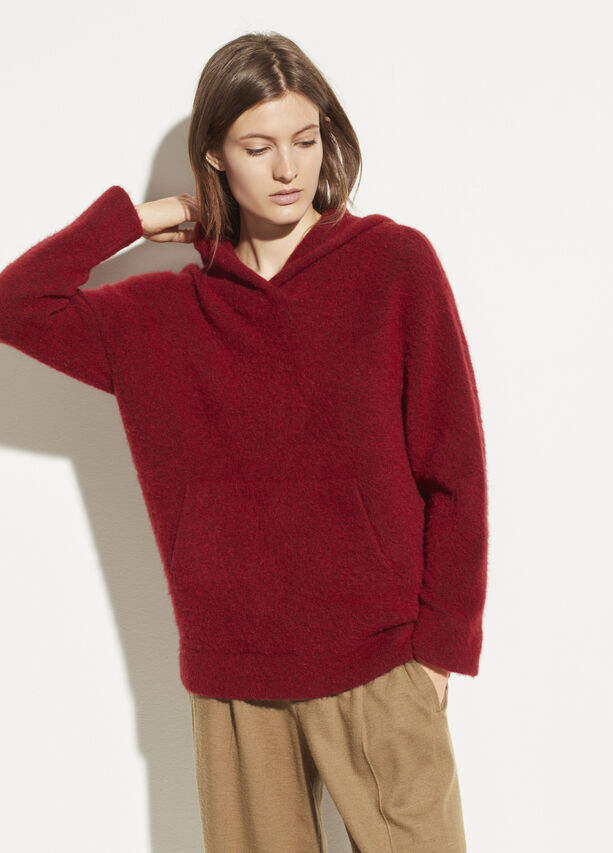 VINCE - Oversized Pocket Hoodie in Cherry