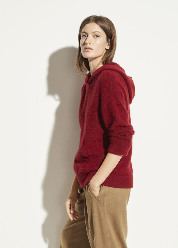 VINCE - Oversized Pocket Hoodie in Cherry