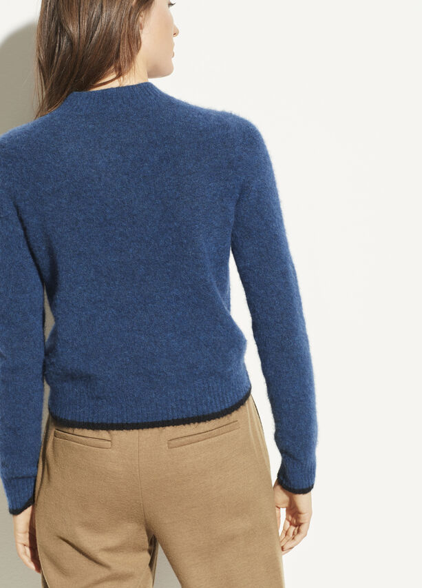VINCE - Contrast Tip Pullover Sweater in Hydra/Black