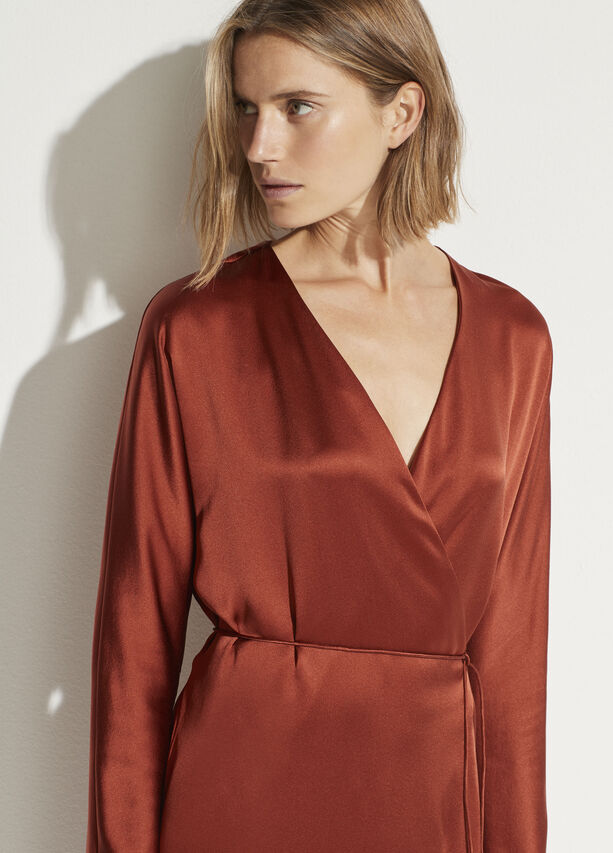 vince silk wrap dress Vince