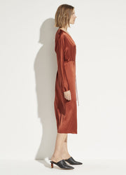 Vince - Wrap Tie Dress in Brick