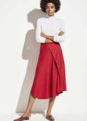 Vince - Asymmetric Drape Skirt in Crimson