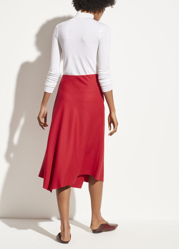 Vince - Asymmetric Drape Skirt in Crimson