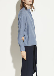 Vince - Band Collar Button Down in Azurite