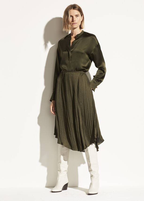 Vince - Crushed Drape Skirt in Mineral Pine