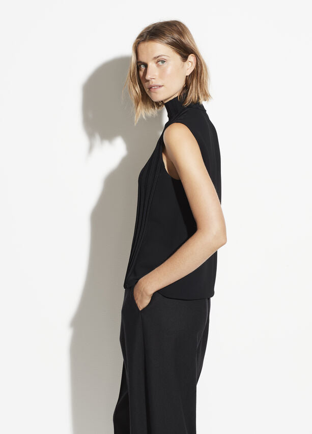 Vince - Mixed Rib Sleeveless Turtleneck in Black