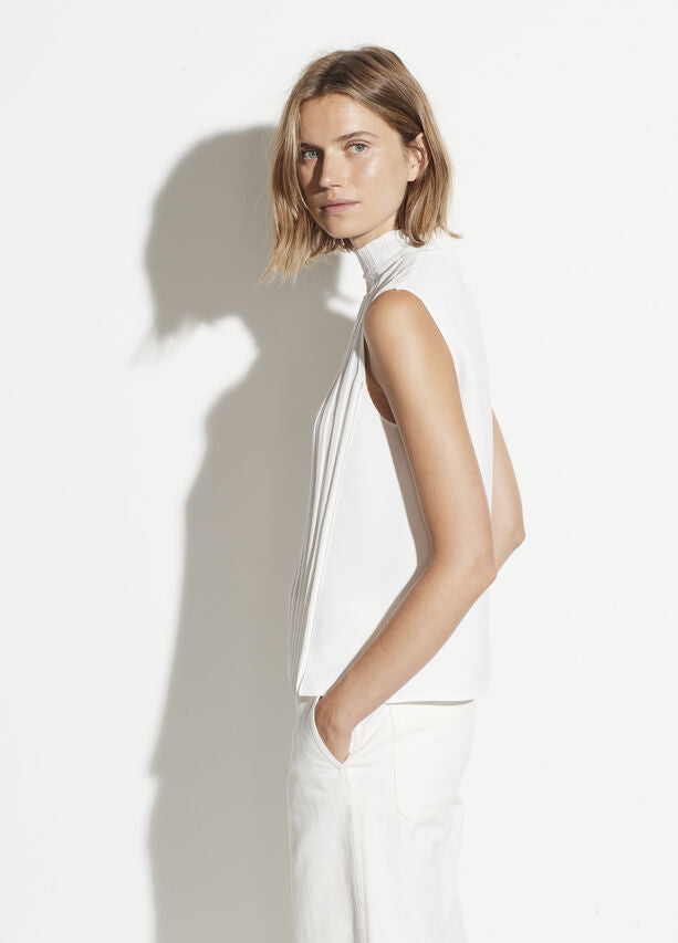 Vince - Mixed Rib Sleeveless Turtleneck in Off White