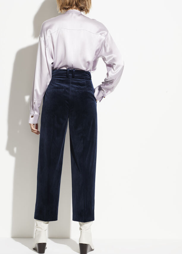 Vince - Velvet Cropped Trouser in Baltic