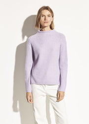 Vince - Ribbed Raglan Mock Neck Sweater in Lily Stone