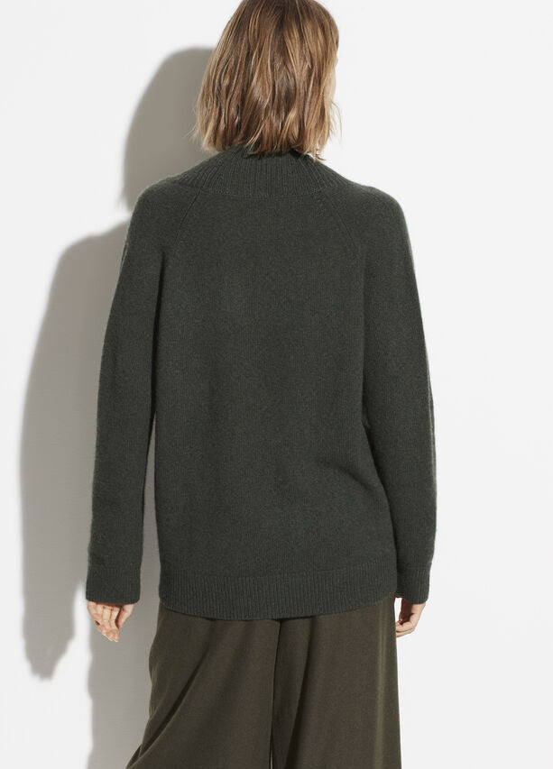 Vince - Ribbed Shawl Collar Tunic in Moss