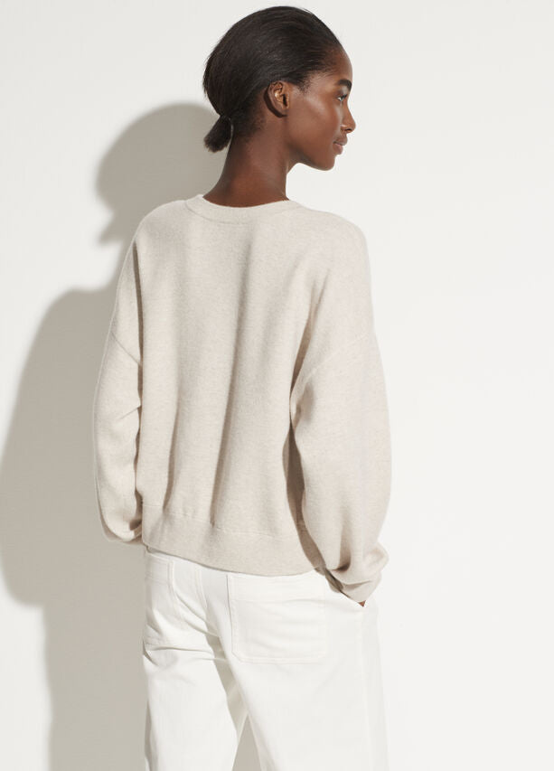 Vince - Double Layer Crew in Biscuit/Optic White