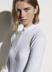 Vince - L/S Half Zip Mock Neck Pullover in Optic White