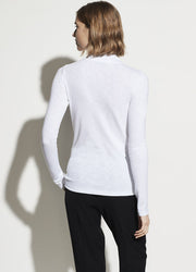 Vince - L/S Half Zip Mock Neck Pullover in Optic White