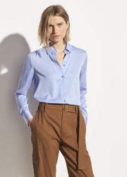 Vince - Slim Fitted Blouse in Aqua Bloom