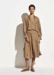 Vince - Poet Popover Blouse in Timber