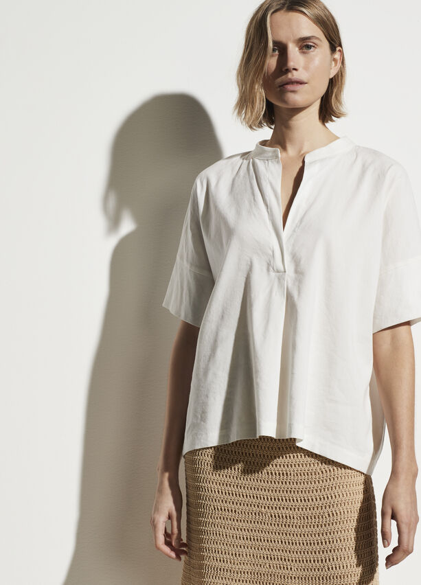 Vince - S/S Linen Popover in Optic White
