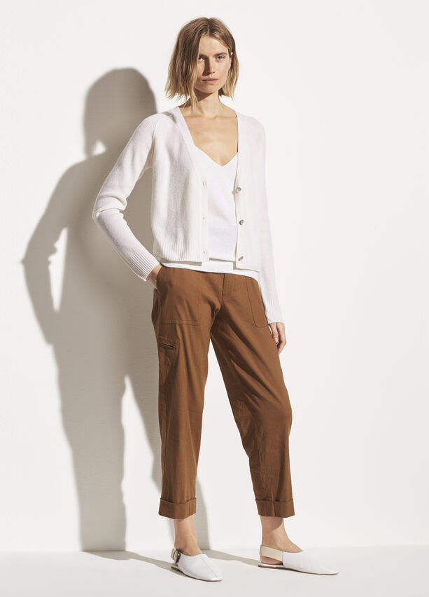 Vince - Ribbed Raglan Cardigan in Off White