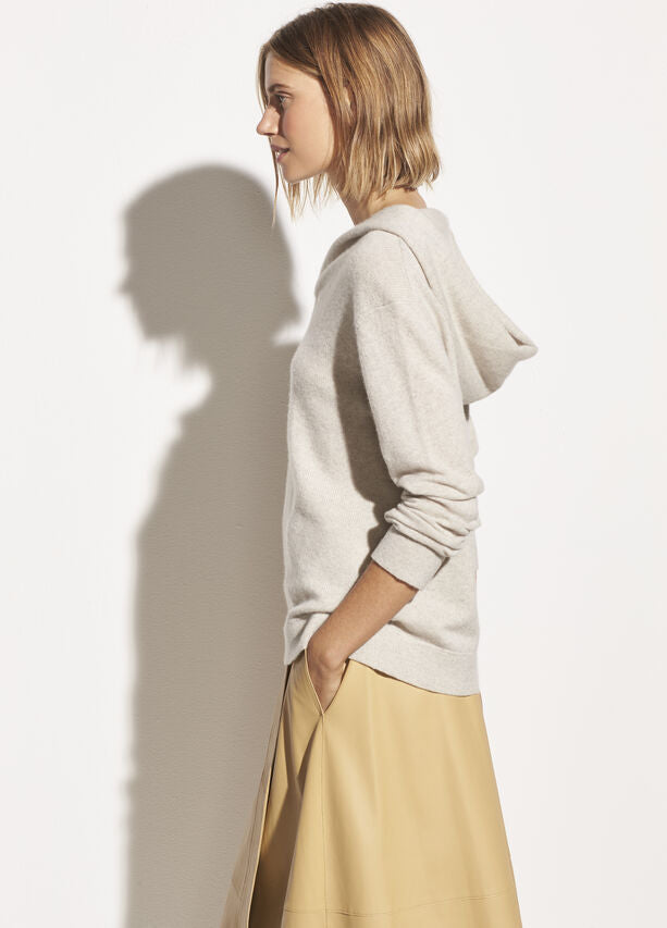 Vince Cross Front Hoodie in Cobblestone