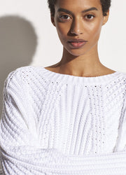 Vince - Mixed Rib Crew Sweater in Optic White