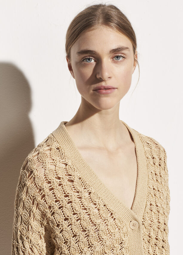 Vince - Open Cable Cardigan in Vanilla
