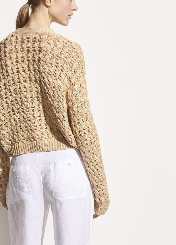 Vince - Open Cable Cardigan in Vanilla