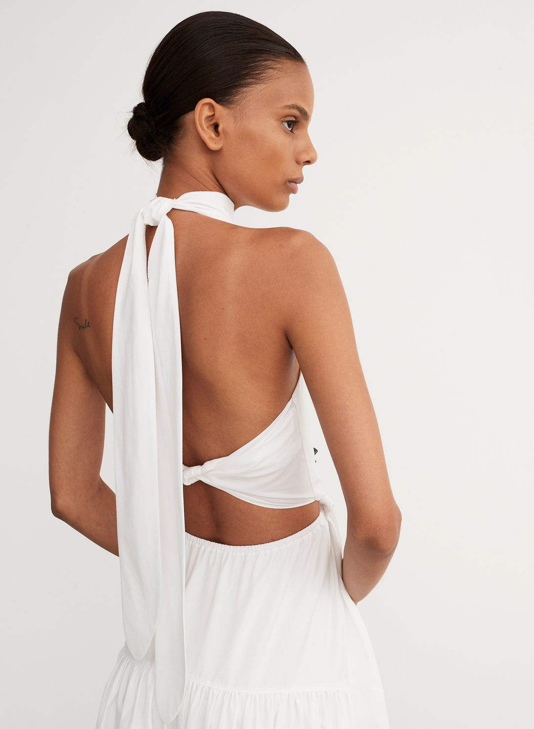 Vince - Draped Neck Halter Dress in Optic White Vince - Draped Neck Halter Dress in Optic White