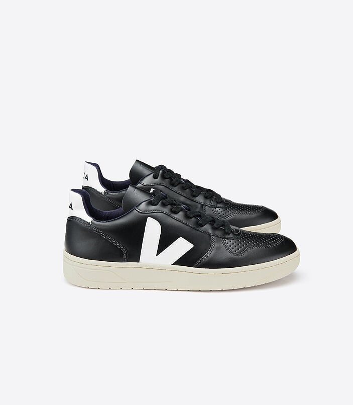 Veja - Black Leather, White Sole Sneakers