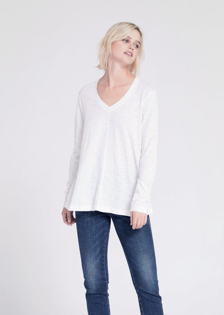 Wilt Long Sleeve Raw Hem Trapeze Top