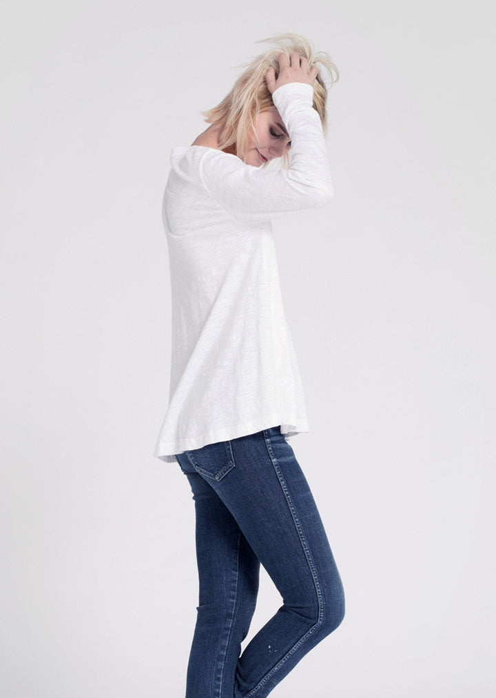 Wilt Long Sleeve Raw Hem Trapeze Top