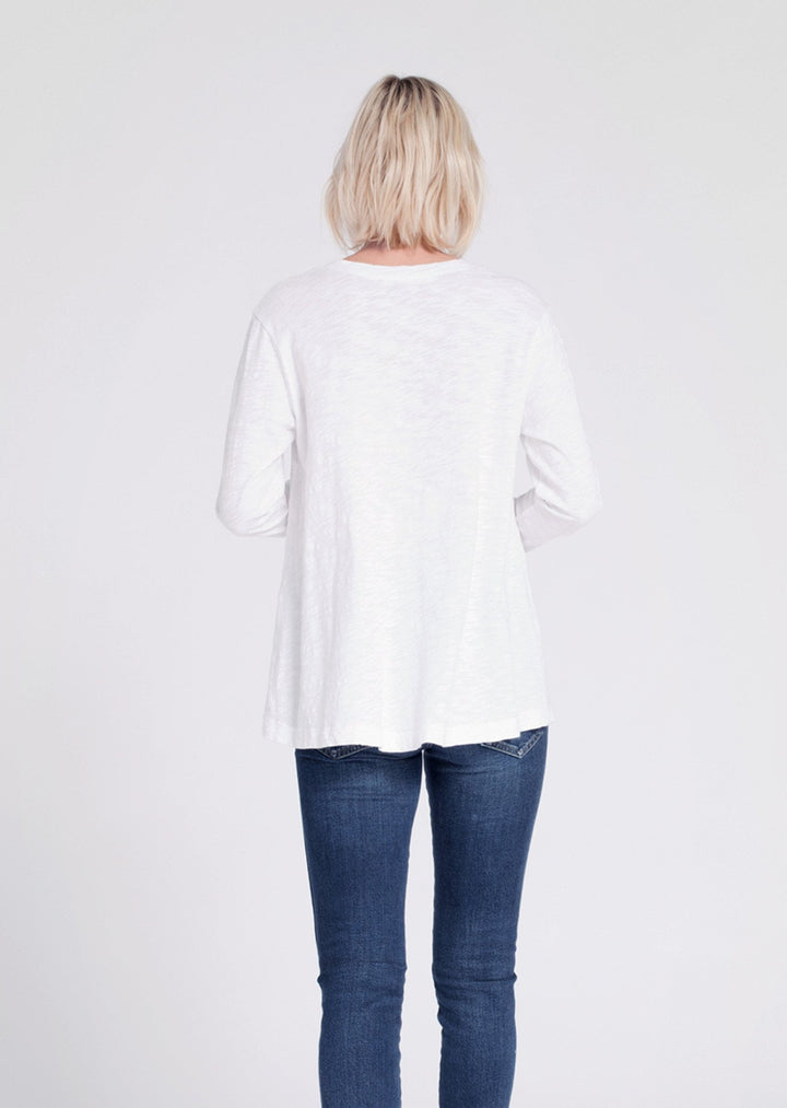 Wilt Long Sleeve Raw Hem Trapeze Top