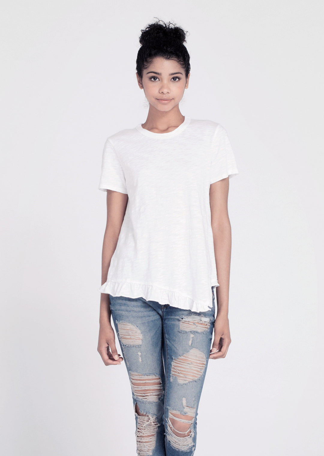 WILT - Shrunken Mock Ruffle Hem White