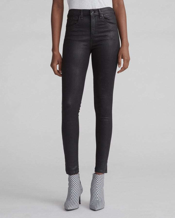Rag & Bone- HIGH RISE SKINNY Shiny Black