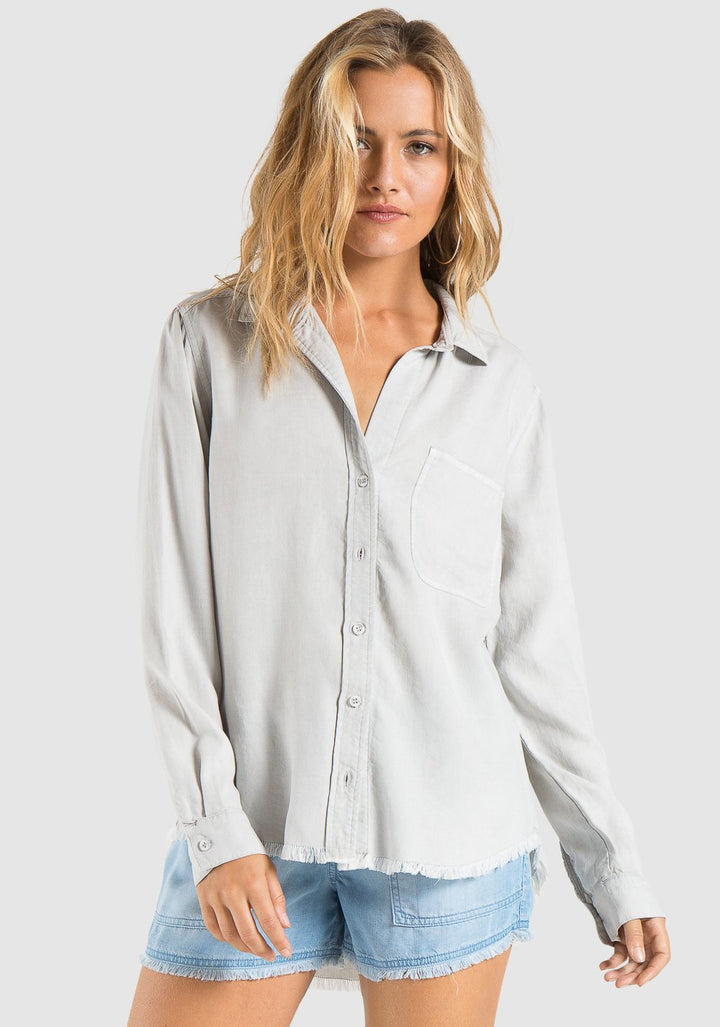 Bella Dahl - Shirt Tail Button Down Grey Pearl