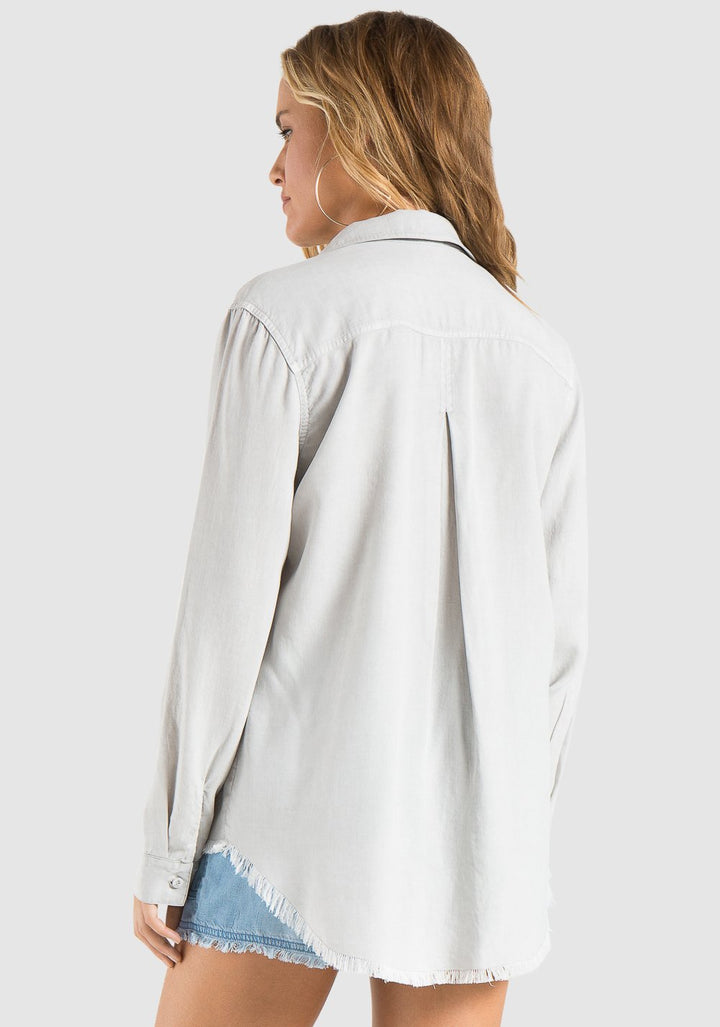 Bella Dahl - Shirt Tail Button Down Grey Pearl