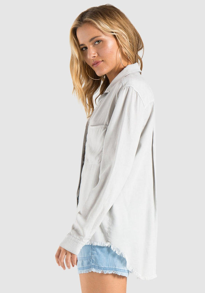 Bella Dahl - Shirt Tail Button Down Grey Pearl