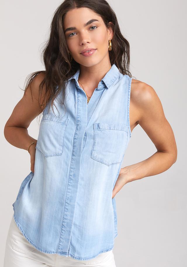 Bella Dahl - Sleeveless Split Back Top in Light Mist