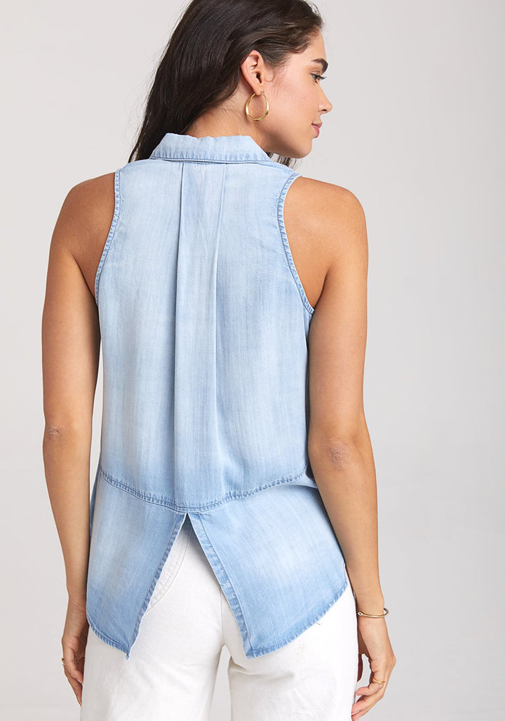 Bella Dahl - Sleeveless Split Back Top in Light Mist
