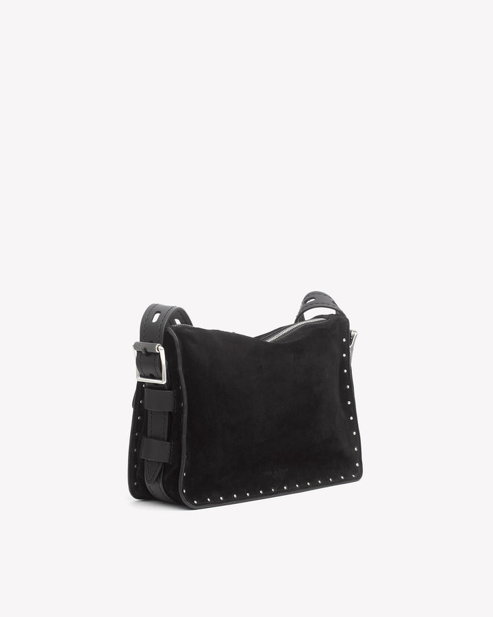 Rag & Bone Small Field Messenger Black Stud Suede