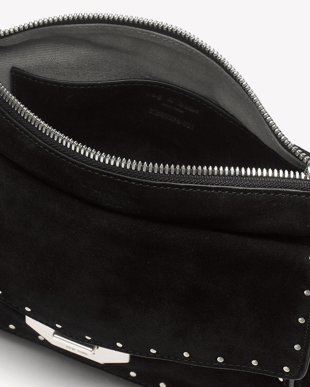 Rag & Bone Small Field Messenger Black Stud Suede