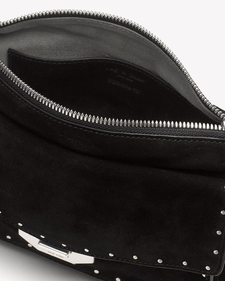 Rag & Bone Small Field Messenger Black Stud Suede
