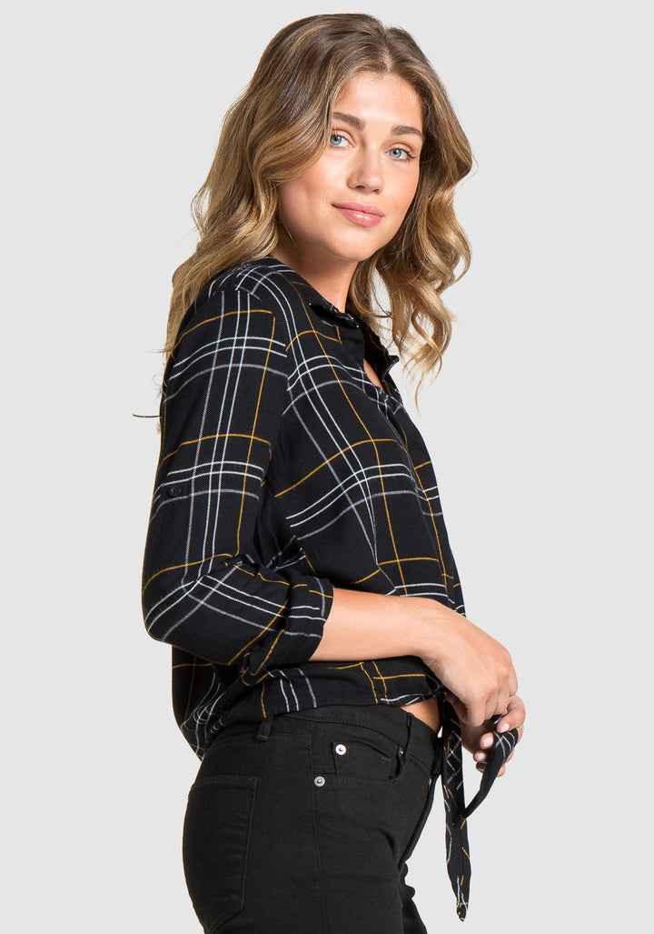 BELLA DAHL - TIE FRONT BUTTON DOWN Black