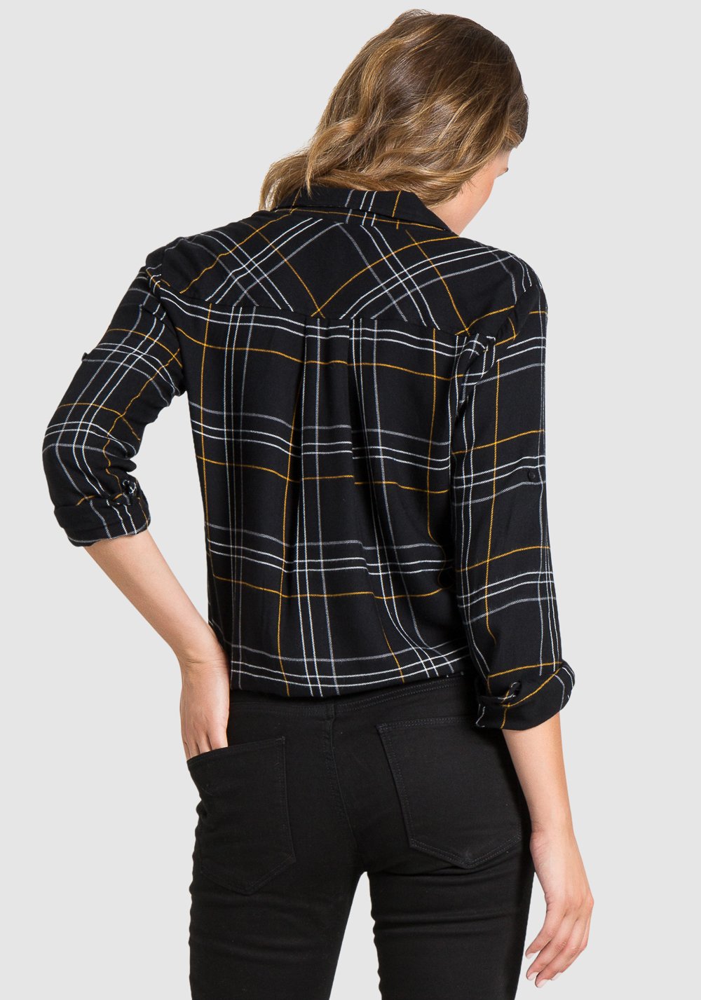BELLA DAHL - TIE FRONT BUTTON DOWN Black