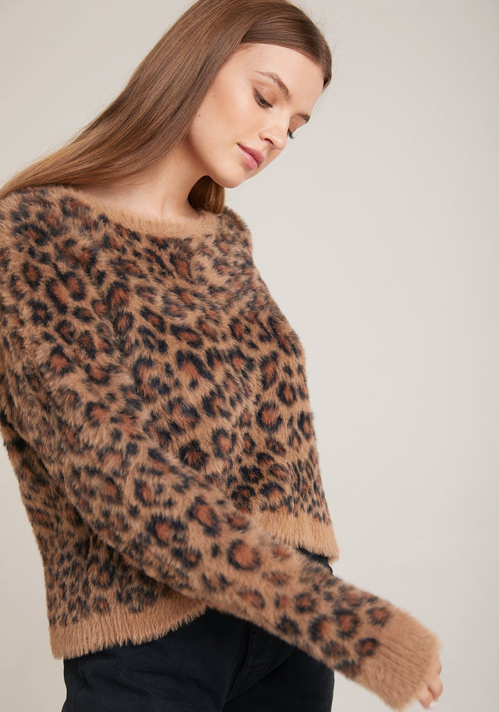 Bella Dahl - Crew Neck Sweater in Golden Leopard