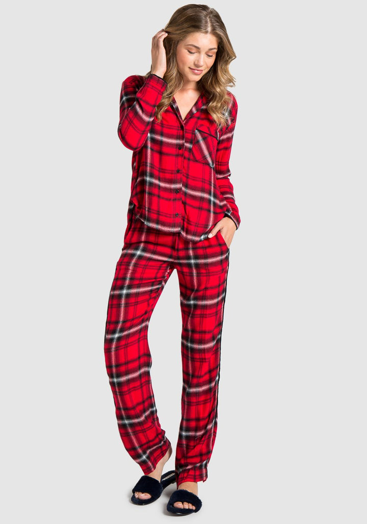 BELLA DAHL - SLEEP SHIRT & WIDE LEG RED