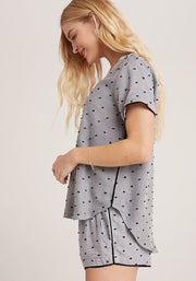 Bella Dahl - Sleep V-Tee + Short Set in Heather Grey