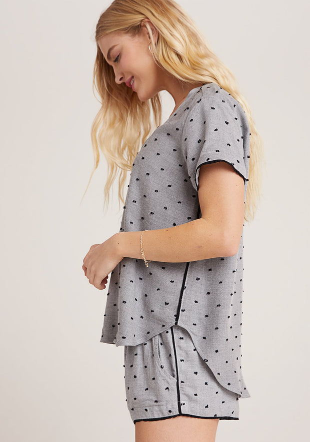 Bella Dahl - Sleep V-Tee + Short Set in Heather Grey