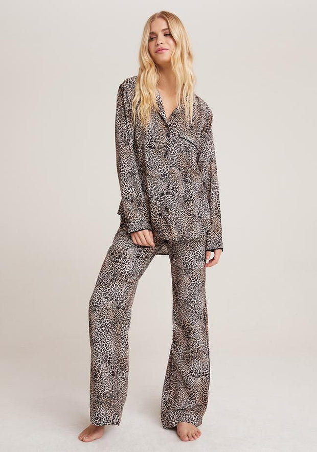 Bella Dahl - Sleep Shirt + Wide Leg Pant Set in Golden Leopard