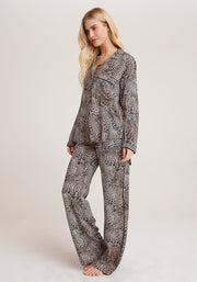 Bella Dahl - Sleep Shirt + Wide Leg Pant Set in Golden Leopard